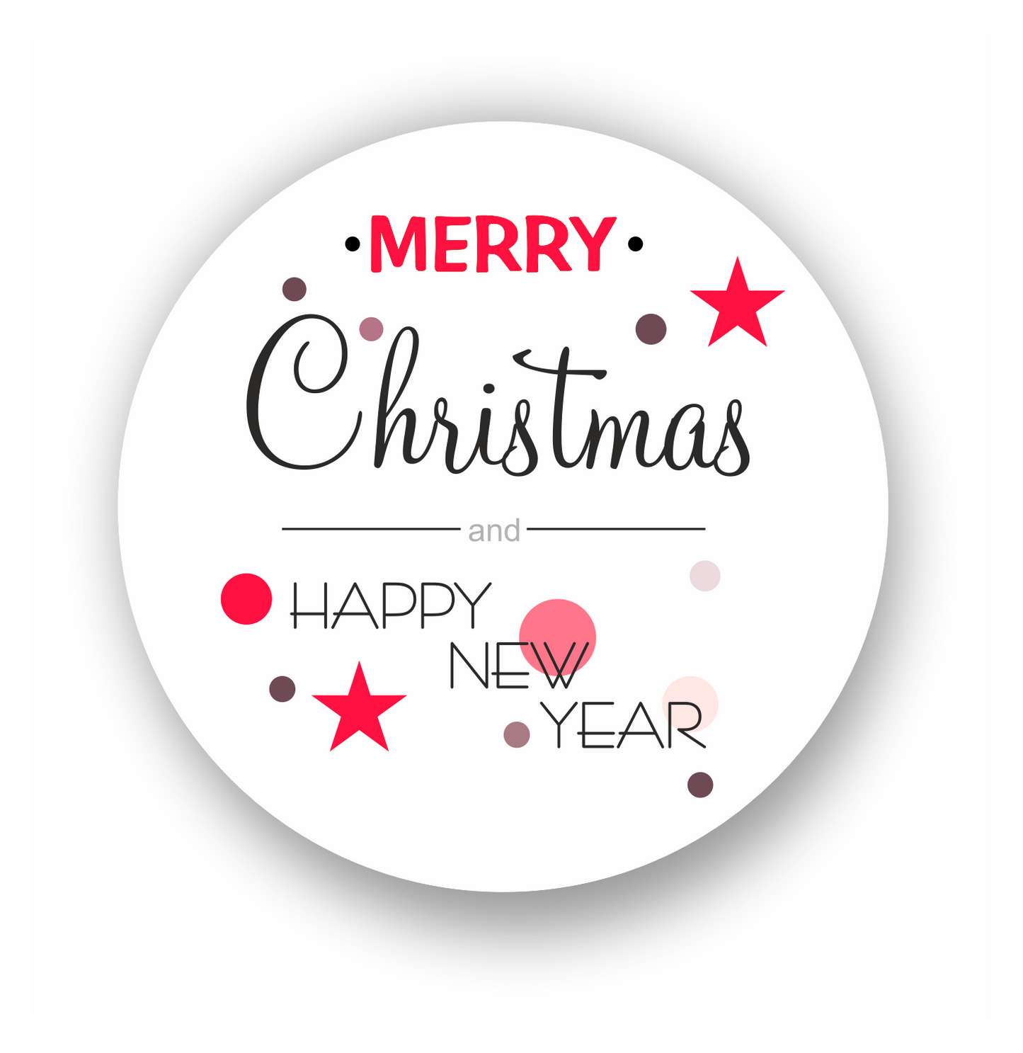 Autoaufkleber Deko - Briefsiegel - Weihnachten - Silvester - merry christmas and happy new year - modern