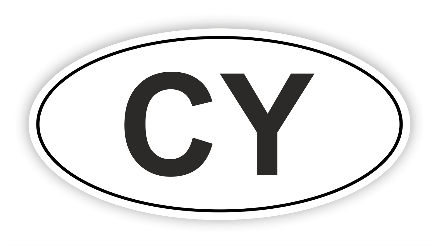 Sticker - Autosticker - Länder - Reisen - Flagge - Seal - Country Code - Cy Cyprus - Zypern