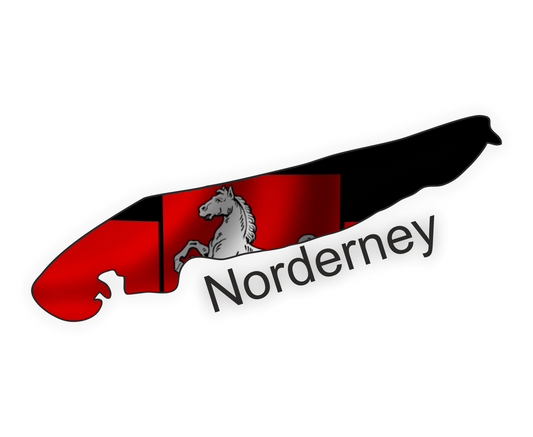Norderney Aufkleber - Insel Umriss mit Wappen
