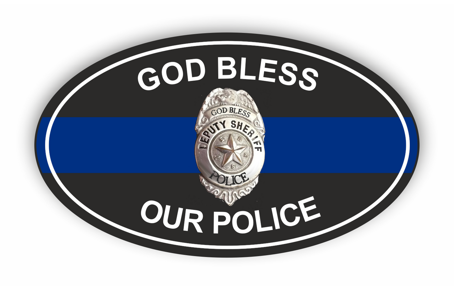Autoaufkleber - Polizei, Police - Blue Thin Line - God bless our Police