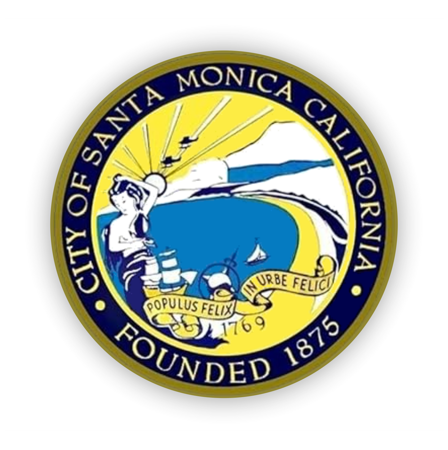 Sticker - Autosticker - Länder - Reisen - Flagge - Seal - City of santa monica - California - Kalifornien