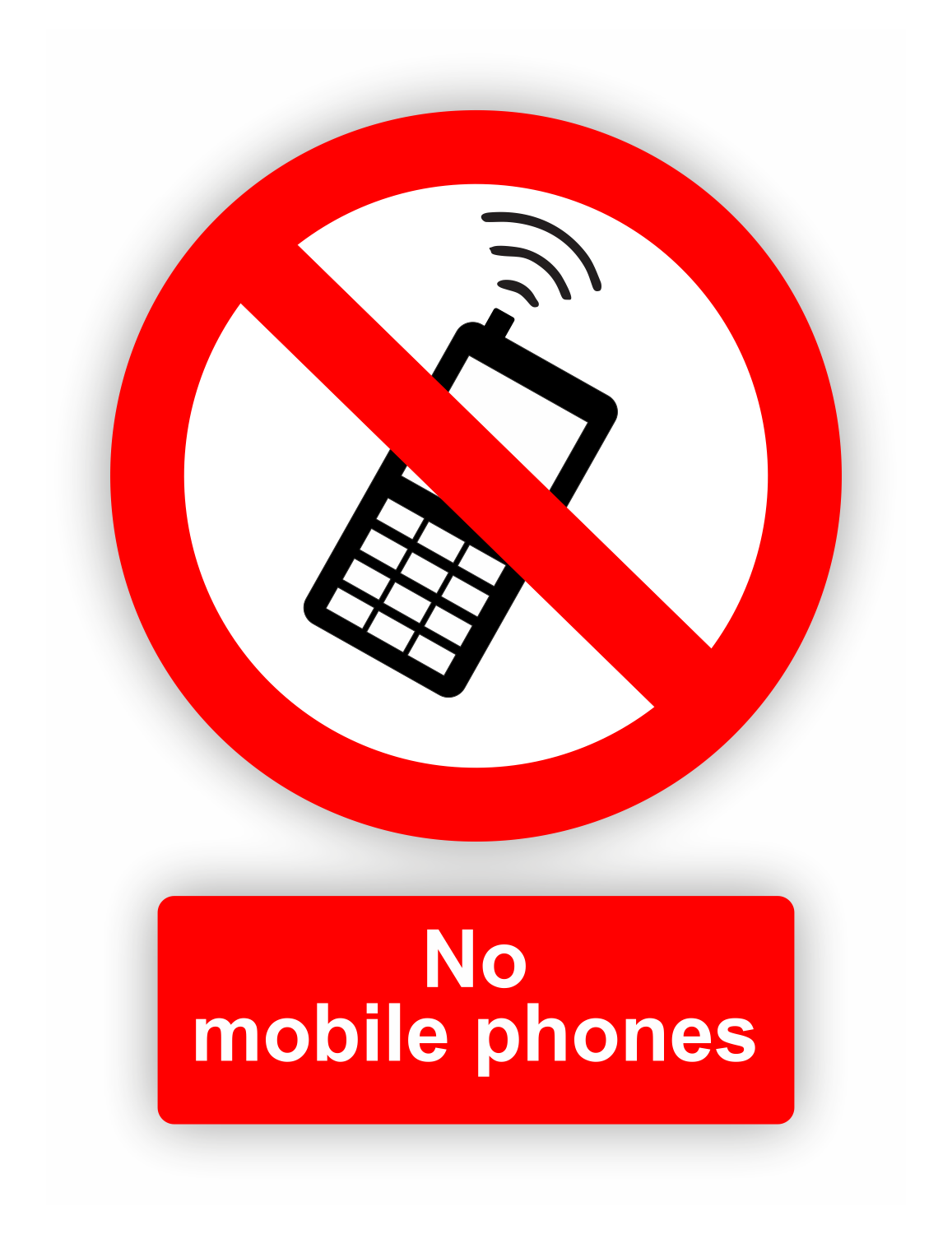 Sticker - Warnhinweis - Warnung - Sign - Schild - Hinweis - Achtung - Handy - Telefon - Mobile - verboten - no mobile phones