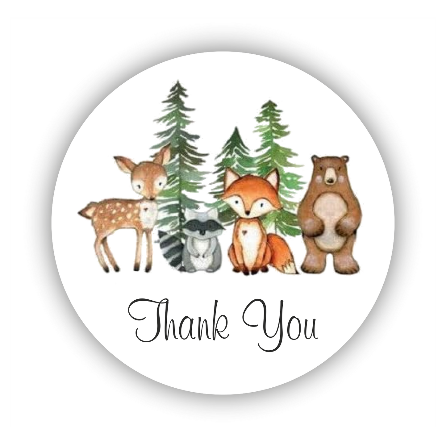 Briefsiegel - Sticker - Danke - Thank You - Waldtiere - rund