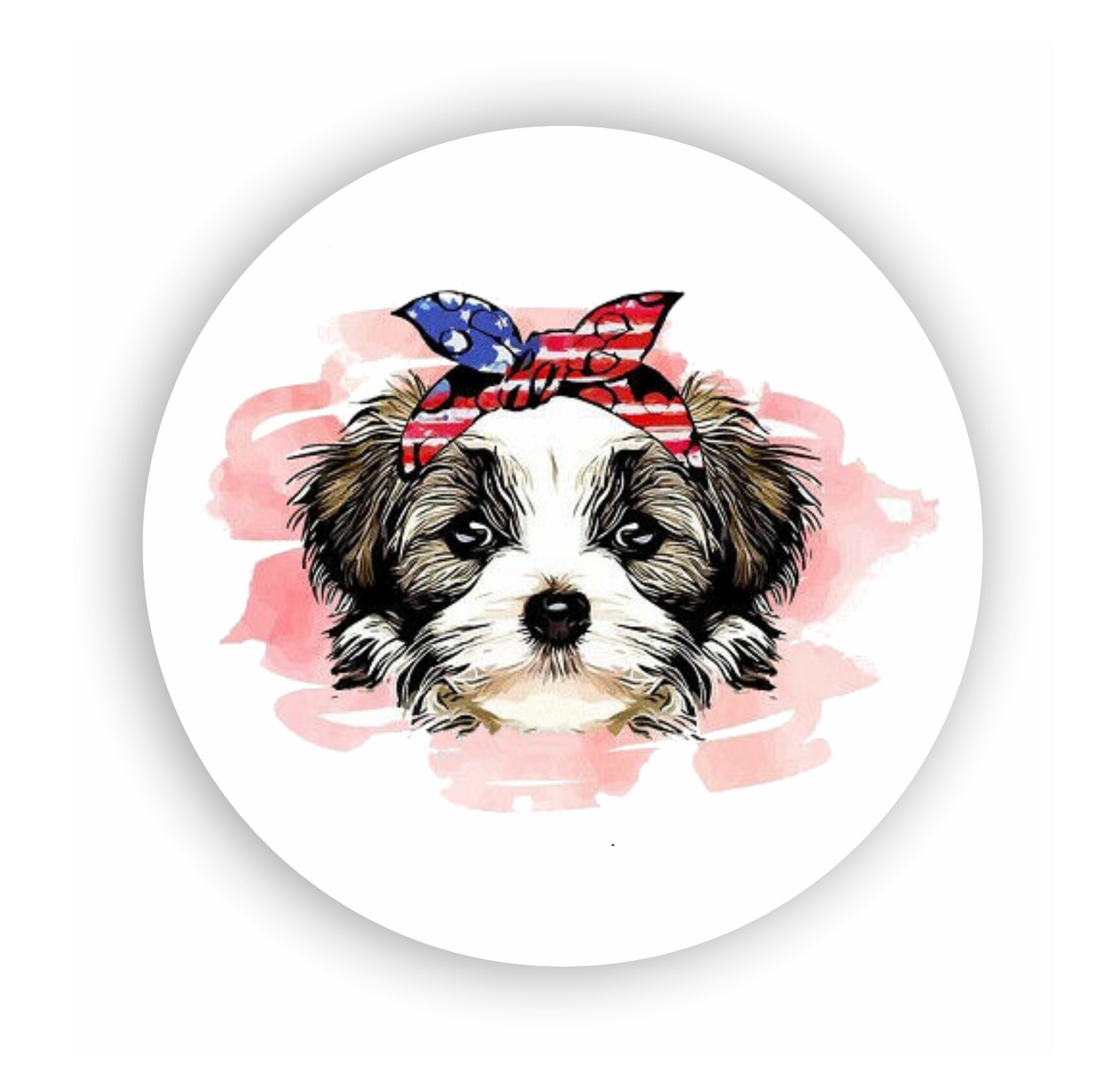 Autoaufkleber USA - Amerika - Reisen - rund - Hund - US Schleife