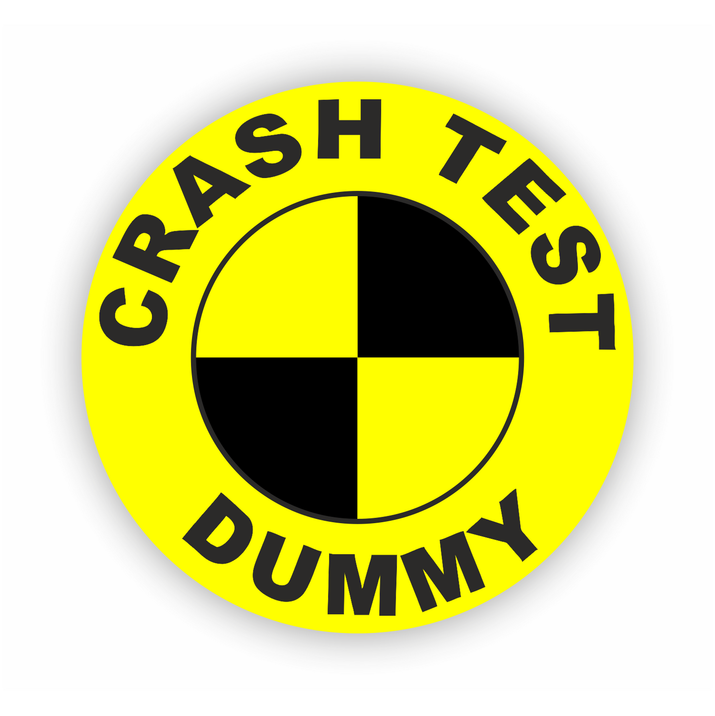 Sticker - Warnhinweis - Warnung - Sign - Schild - Hinweis - Achtung - crash test dummy - rund