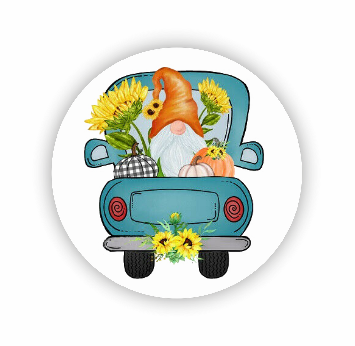 Autoaufkleber Deko - Briefsiegel - Wichtel - Gnome - Zwerg -Sonnenblumen