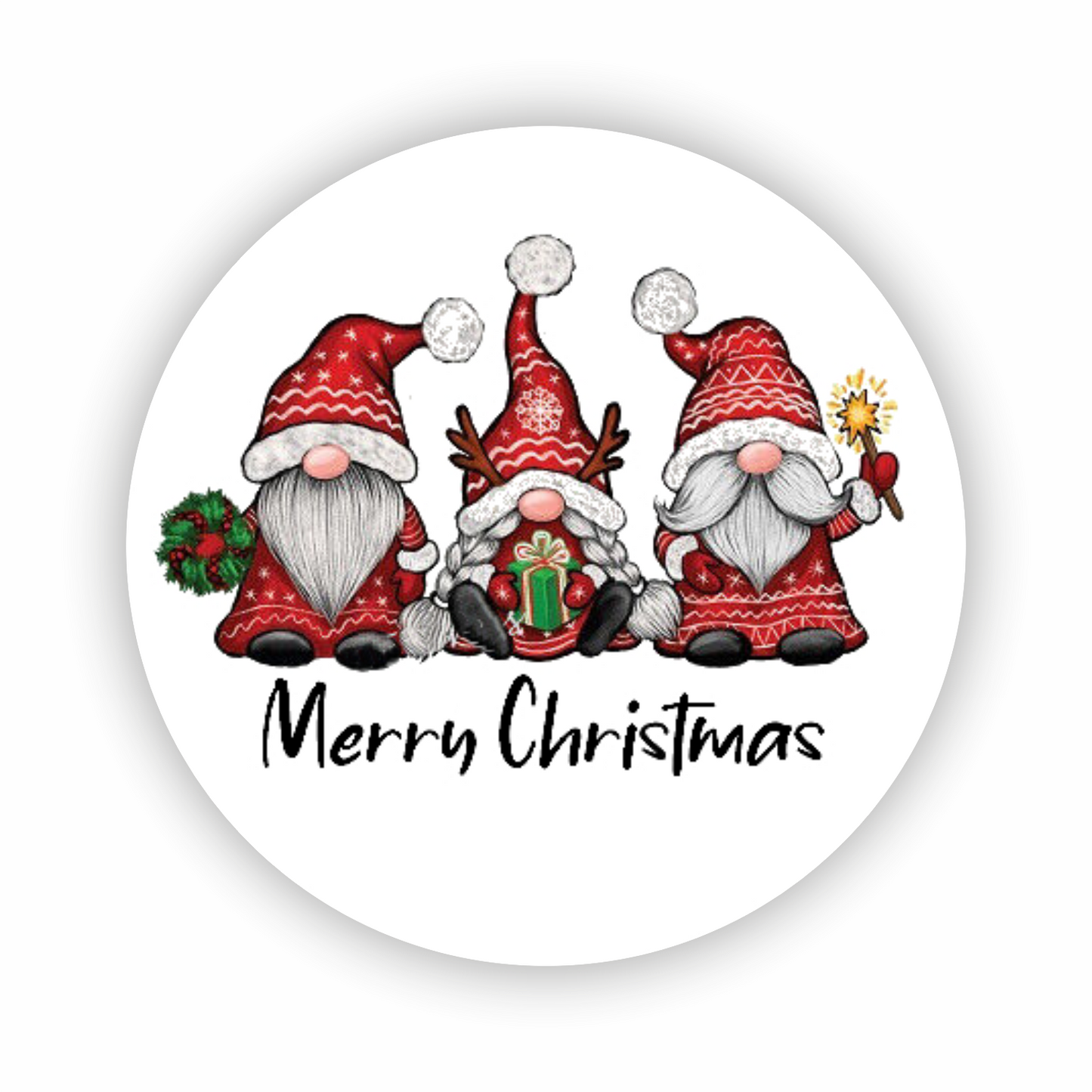 Autoaufkleber Deko - Briefsiegel - Weihnachten - merry christmas - drei Wichtel - Strickpulli - rot