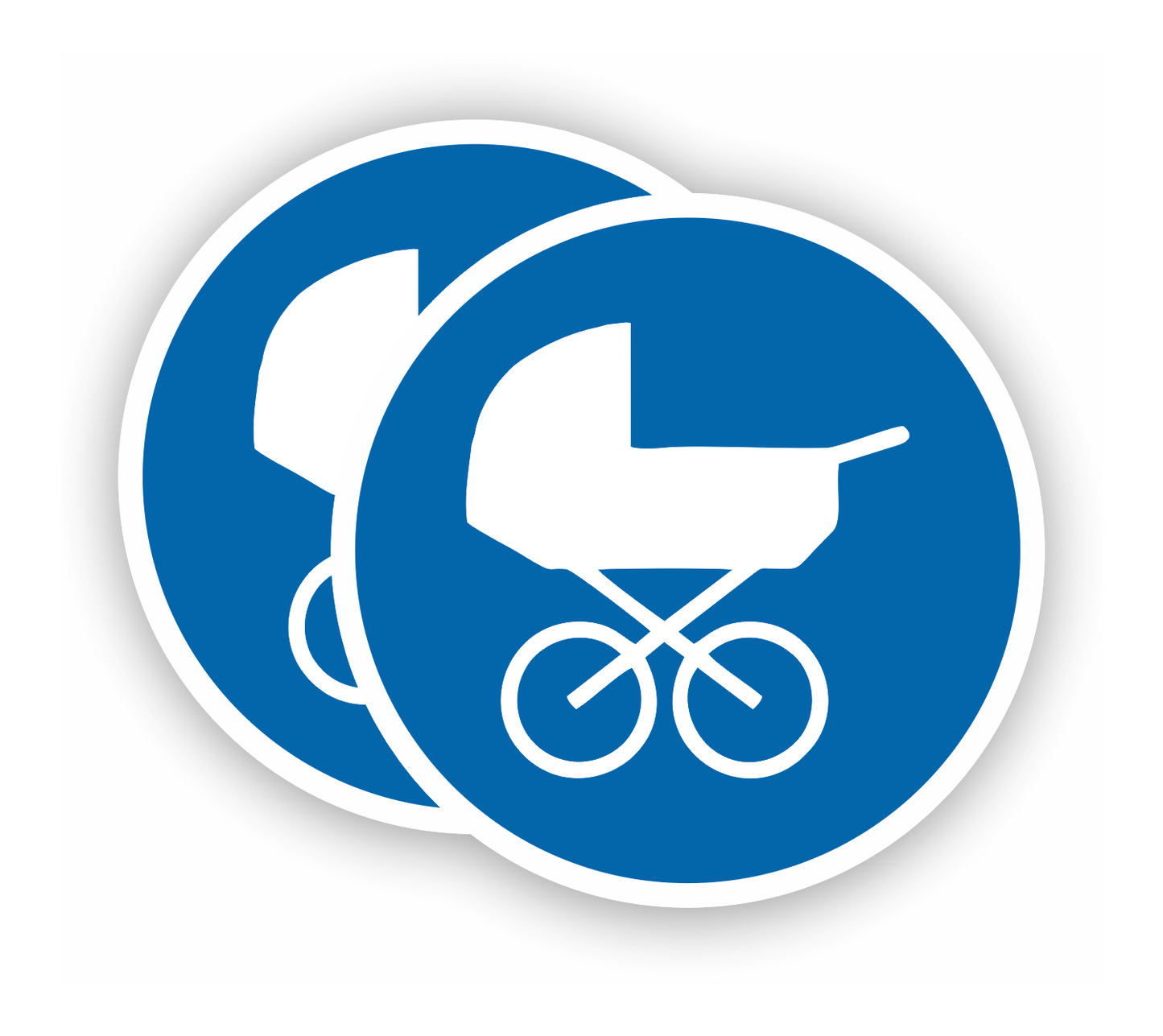 Sticker - Warnhinweis - Warnung - Sign - Schild - Hinweis - Achtung - Kinderwagen hier abstellen - rund - blau S376