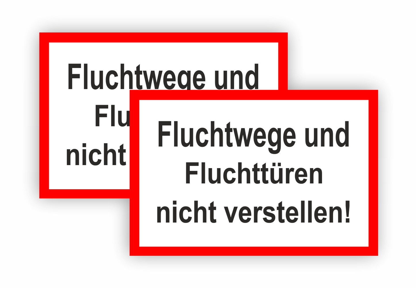 Sticker - Warnhinweis - Warnung - Sign - Schild - Hinweis - Achtung - Fluchtwege und Fluchttüren nicht verstellen - SET