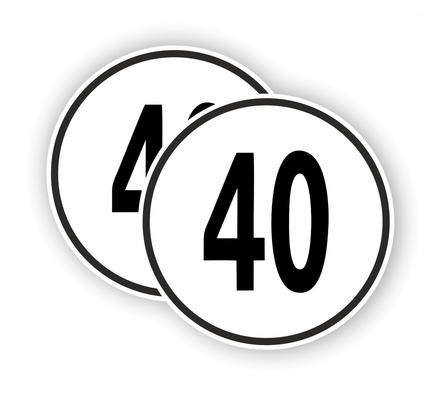 Autoaufkleber - SET - 40 kmH Geschwindigkeitsschilder - schwarz weiß - Warnung - Hinweise - Regeln - Schilder