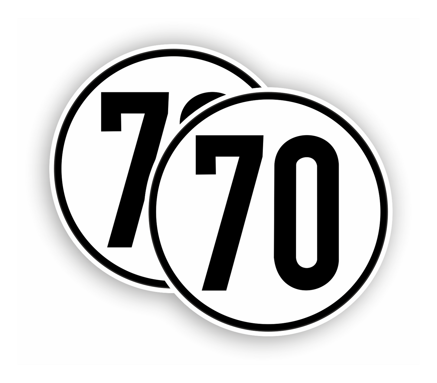 Autoaufkleber - SET - 70 kmH Geschwindigkeitsschilder - schwarz weiß - Warnung - Hinweise - Regeln - Schilder