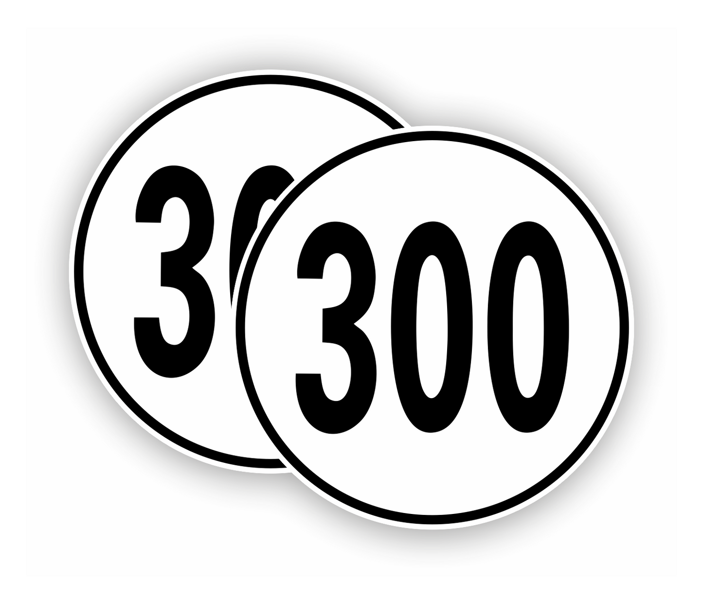 Autoaufkleber - SET - 300 kmH Geschwindigkeitsschilder - schwarz weiß - Warnung - Hinweise - Regeln - Schilder