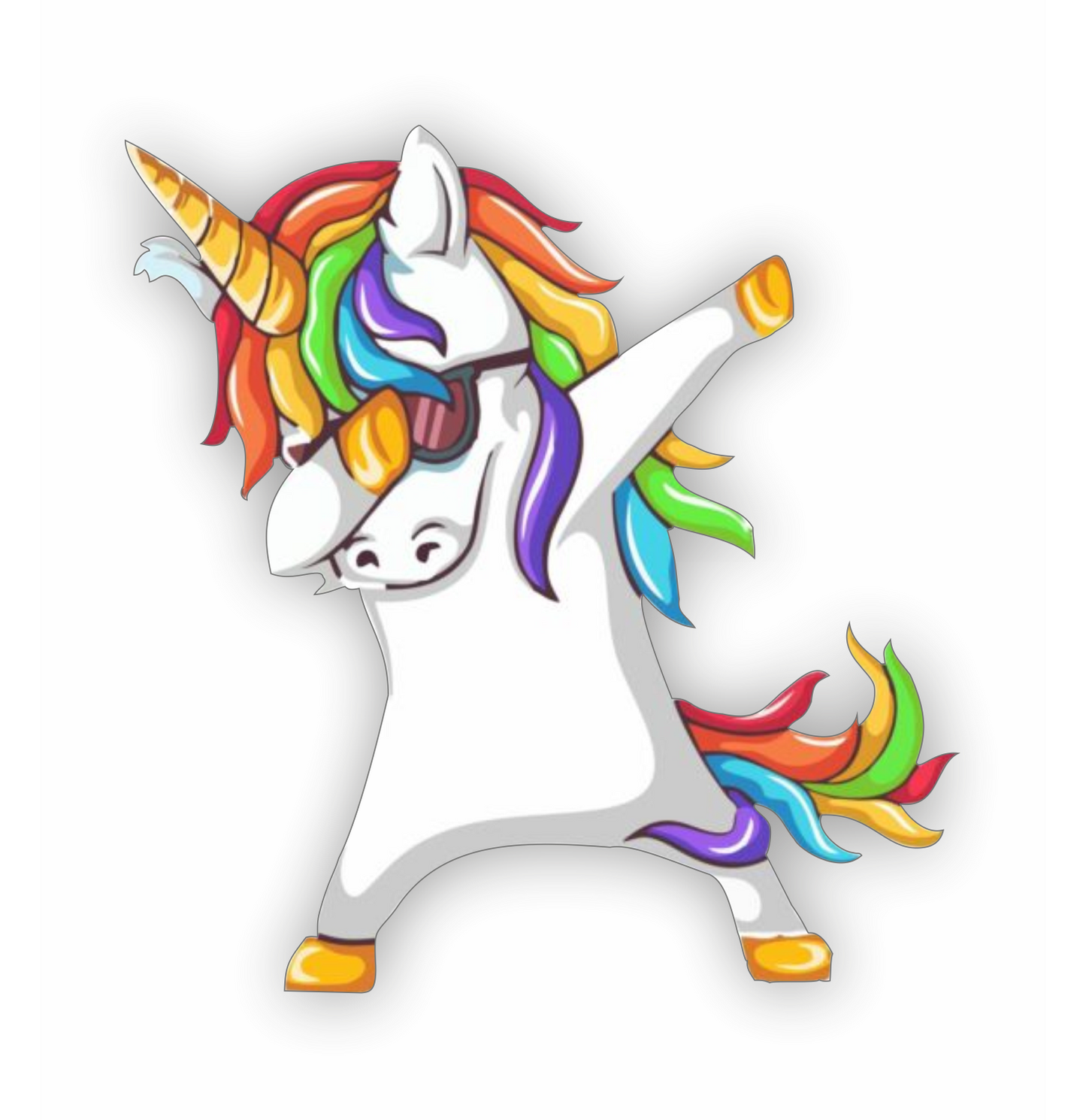 Autoaufkleber - Einhorn - Regenbogen, cool , Tanzen - Märchen - Kinder - bunt - Phantasie - Fantasy
