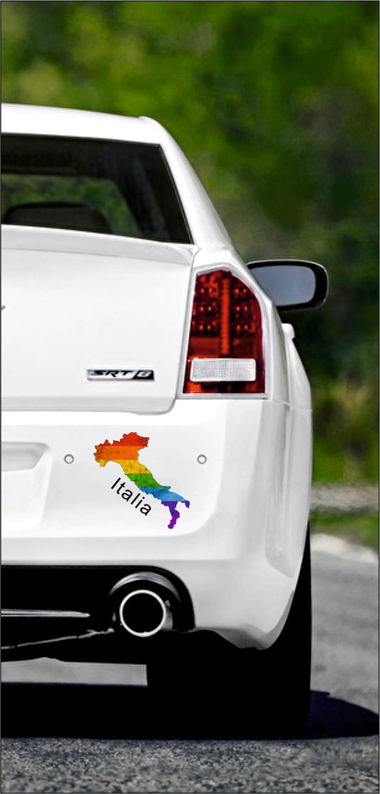 Autoaufkleber - Italien - Italia - Regenbogen - glanz - StaatsUmriss