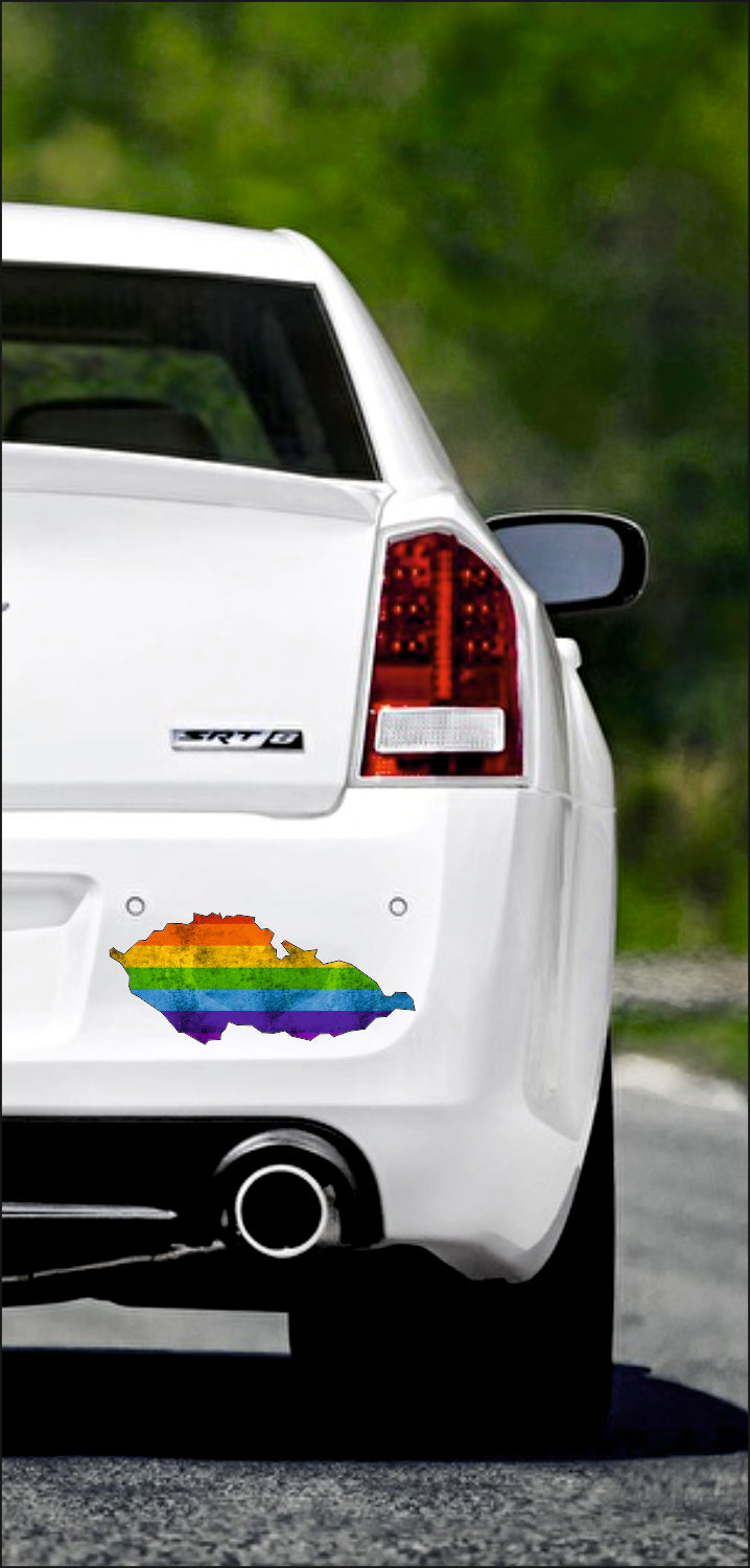 Autoaufkleber - Tschechei - Regenbogen StaatsUmriss
