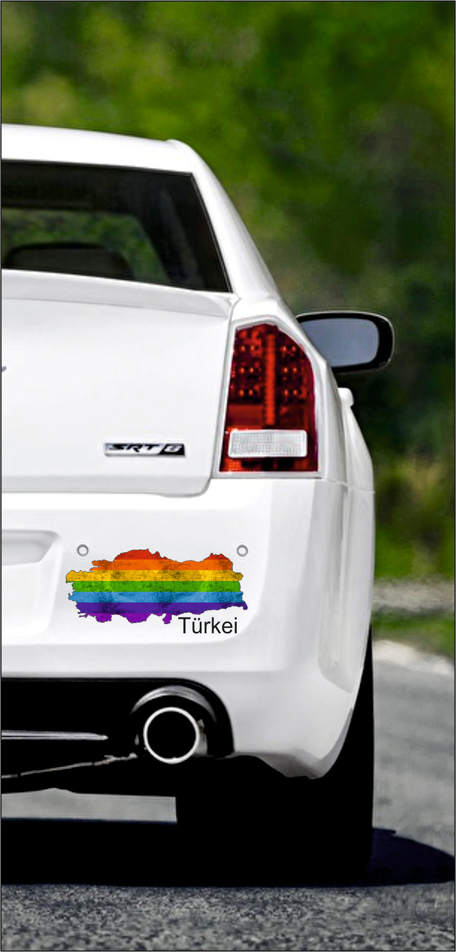Autoaufkleber - Türkei Text deutsch - Regenbogen StaatsUmriss