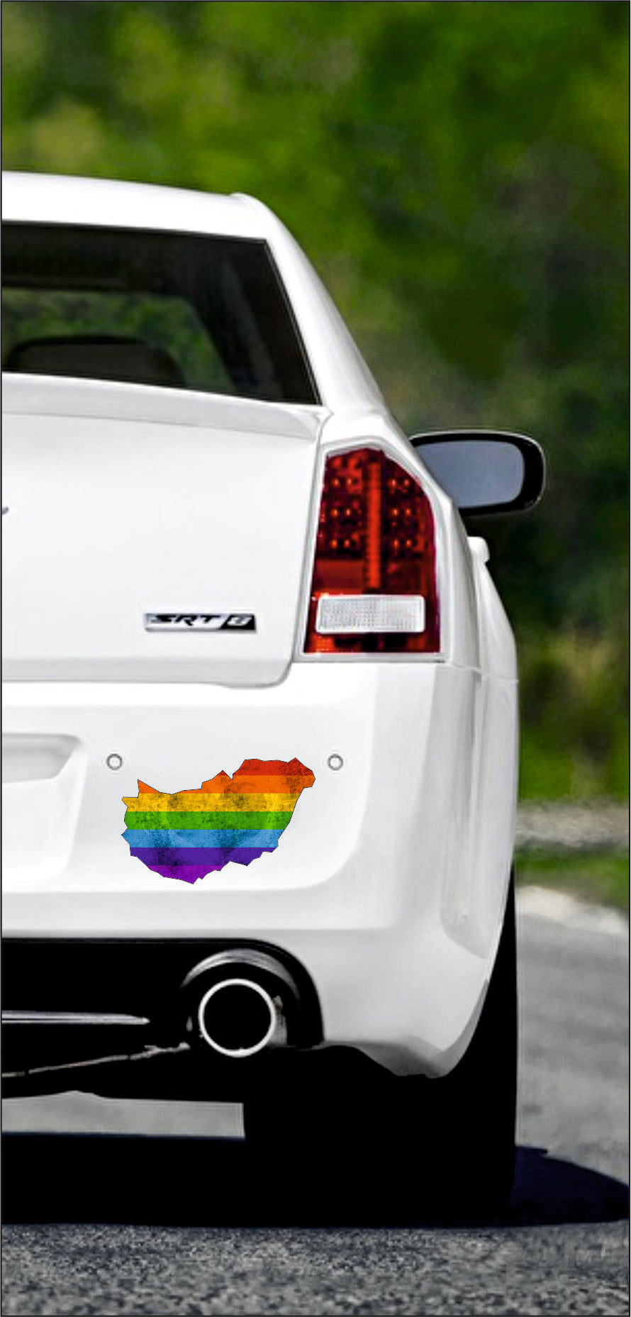 Autoaufkleber - Ungarn - Regenbogen StaatsUmriss