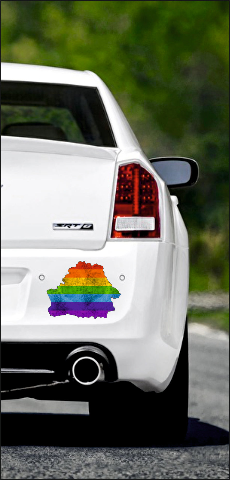 Autoaufkleber - Weißrussland - Regenbogen StaatsUmriss