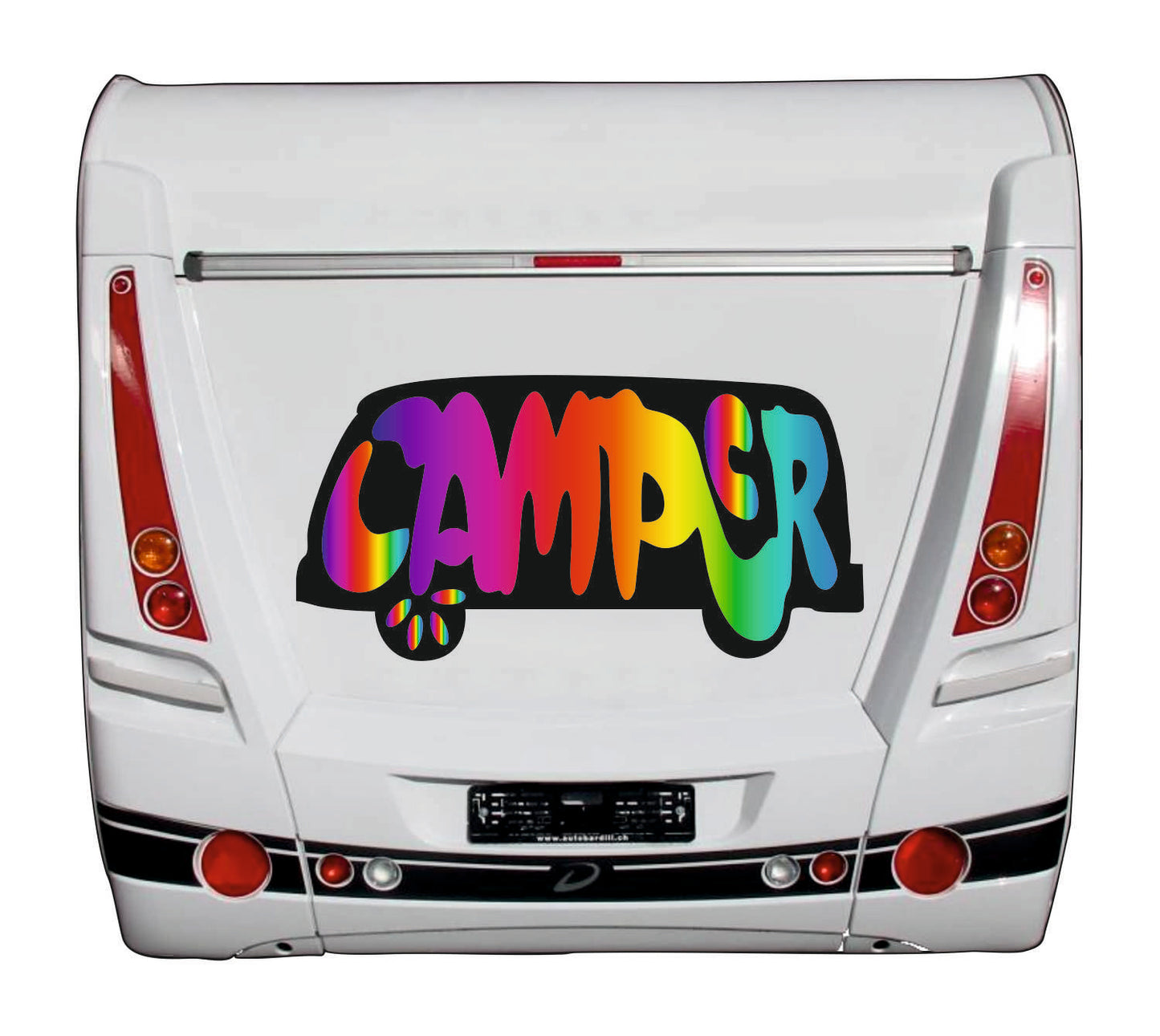 Aufkleber - Reisen - Campen - Hippie - Camper-Regenbogen