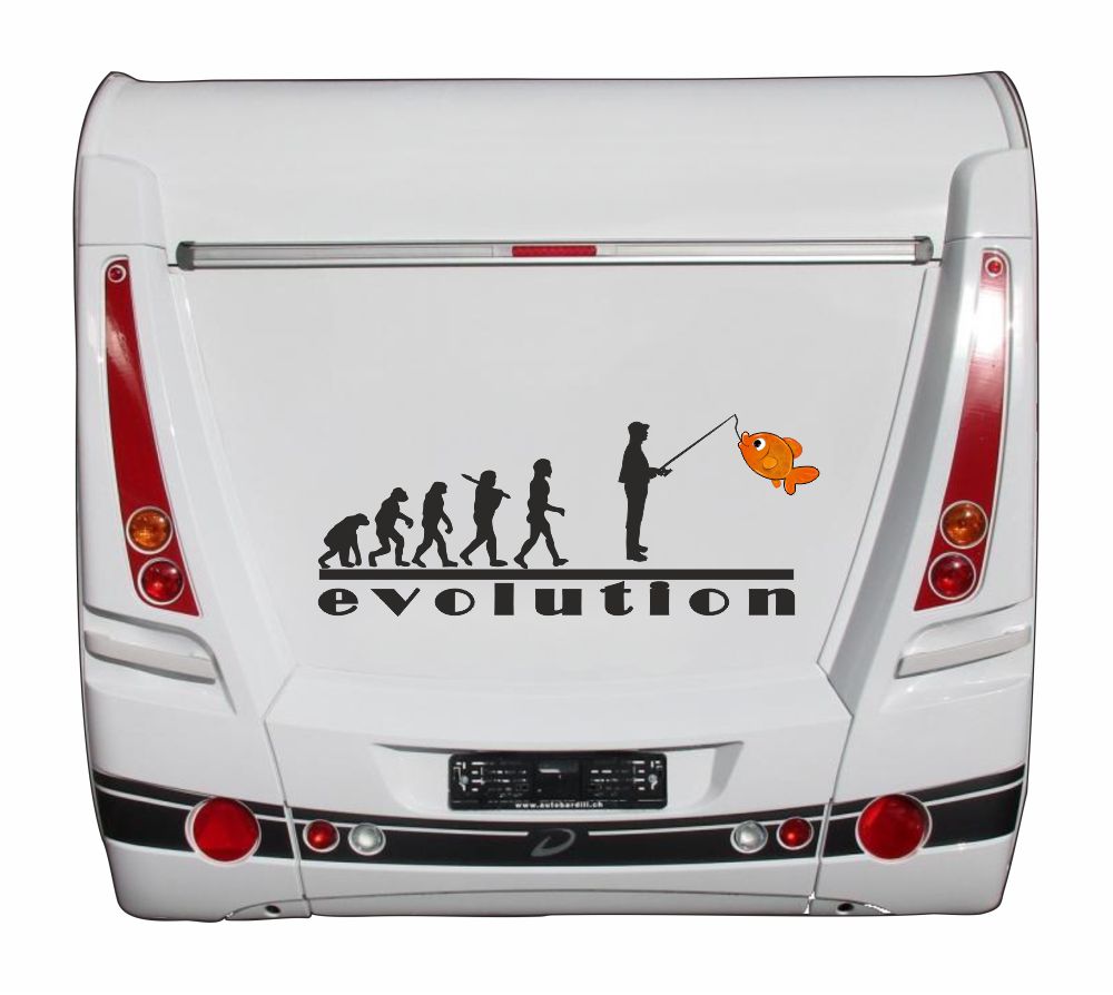 Aufkleber - Reisen - Campen - Camper-Life - Angeln - Goldfisch -Evolution