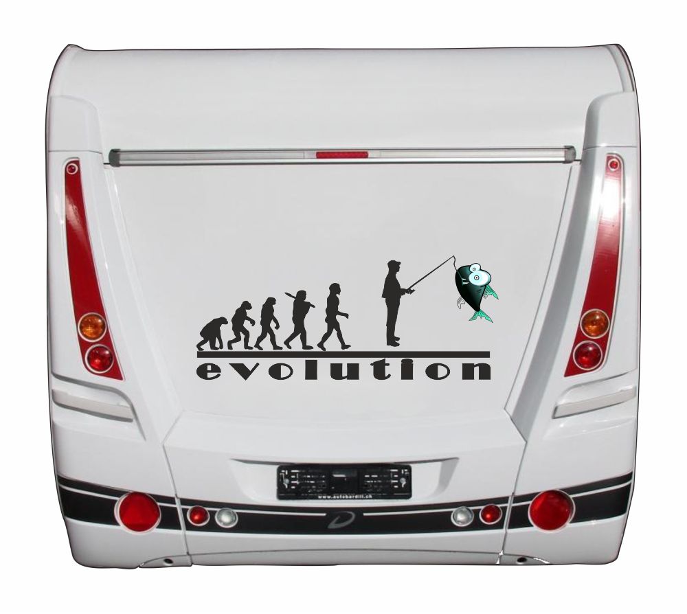 Aufkleber - Reisen - Campen - Camper-Life - Angeln - Regenbogen - Forelle -Evolution
