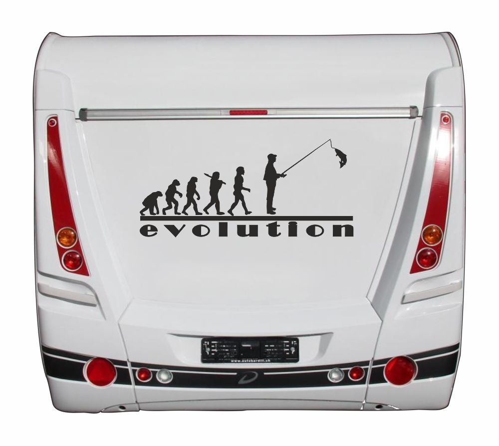 Aufkleber - Reisen - Campen - Camper-Life - Angeln - Fisch -Evolution
