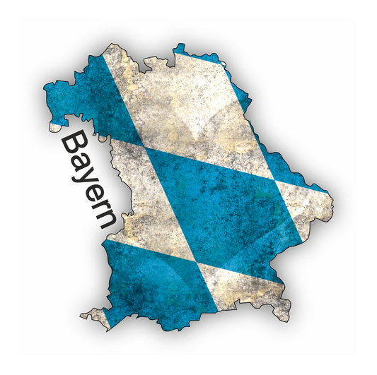Bayern Aufkleber - Umriss mit Herz blau-weiß