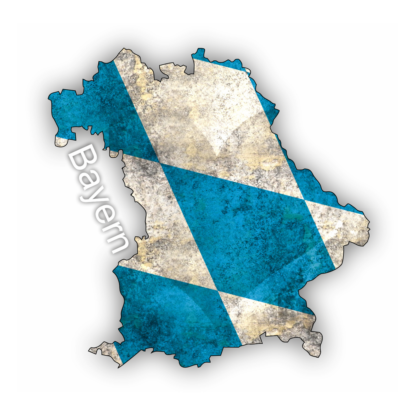 Bayern Aufkleber - Umriss mit Herz blau-weiß