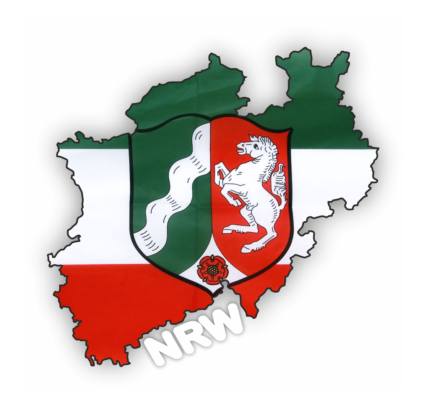 NRW Nordrhein-Westfalen Aufkleber - Umriss mit Wappen