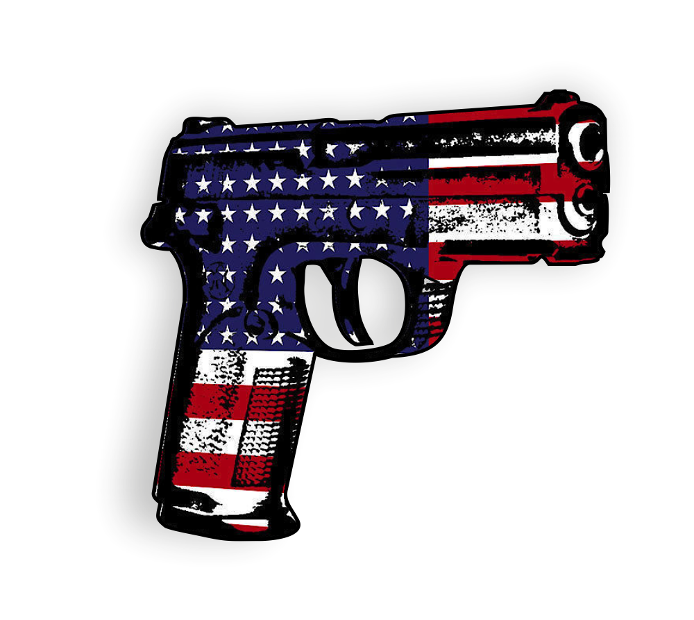 Autoaufkleber USA - Amerika - Reisen - Länder - Pistole - Gun - Flagge