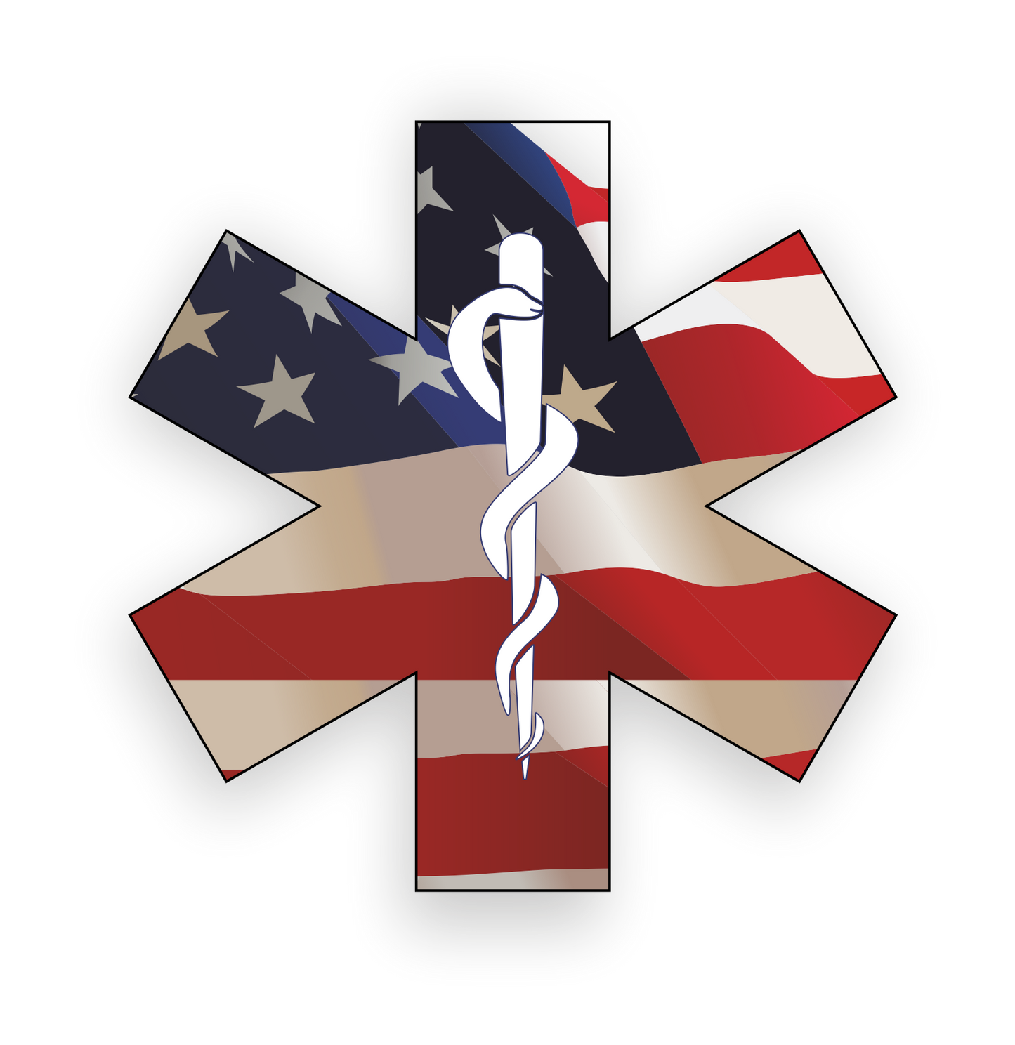 Autoaufkleber USA - Amerika - Reisen - Star of Life - EMT - Flagge