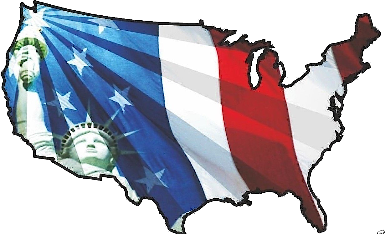 Autoaufkleber USA - Amerika - Reisen - Länder - Staatsumriss - Freiheitsstatue - Statue Liberty