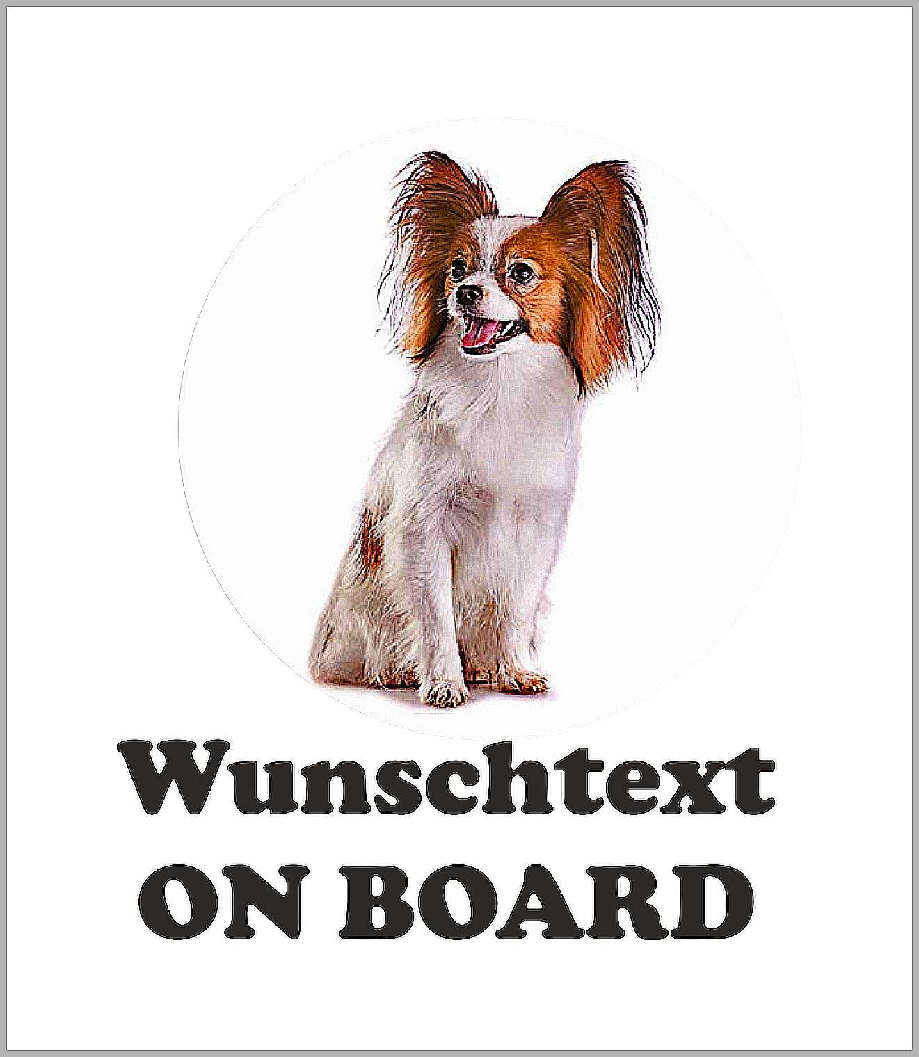 Autoaufkleber - Wunschtext - ON BOARD - Kontinentaler Zwergspaniel