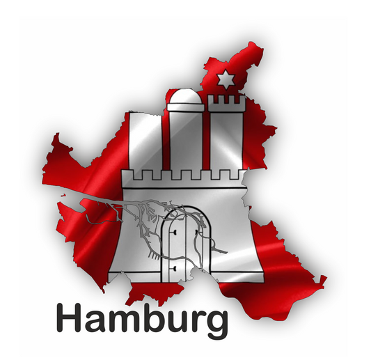 Hamburg Aufkleber - Umriss mit Wappen