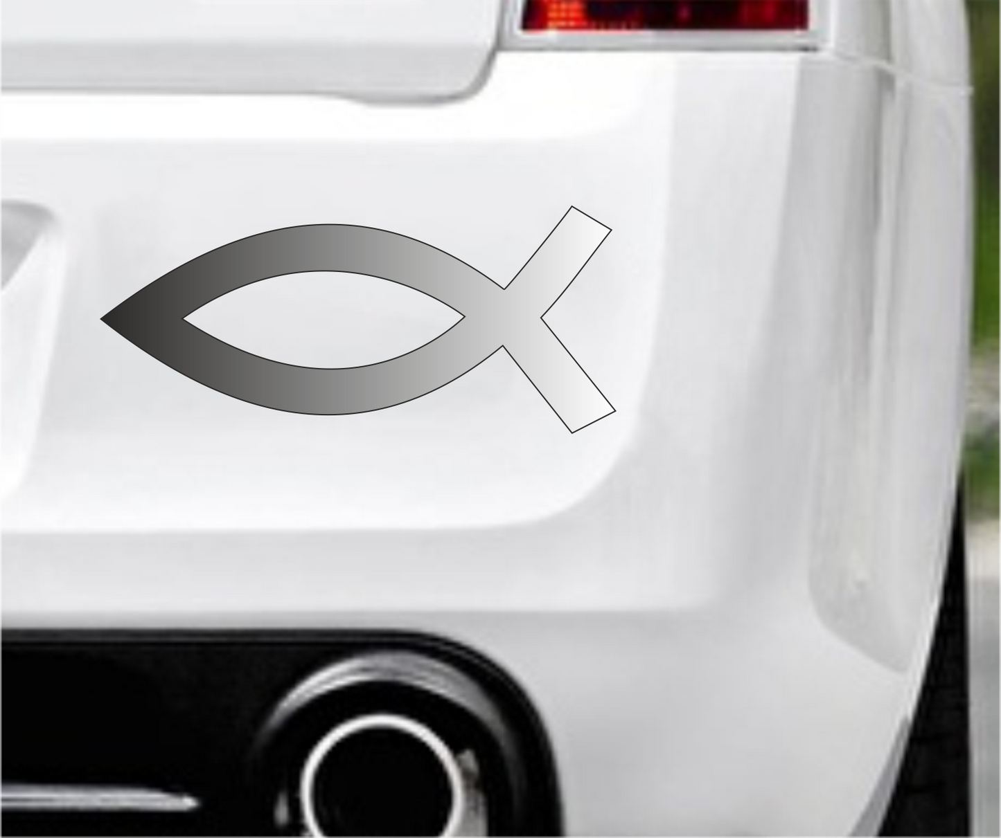 Autoaufkleber Religion - Glaube - Sign - Fisch - Silber - Grau