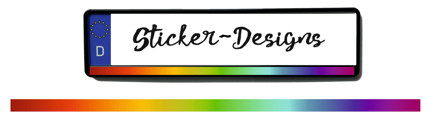 Autoaufkleber Kennzeichenstreifen - 1,5 x 50 cm - Hobby - Tuning - LGBTQ - queer - lesbisch - schwul - Regenbogen - Farbverlauf