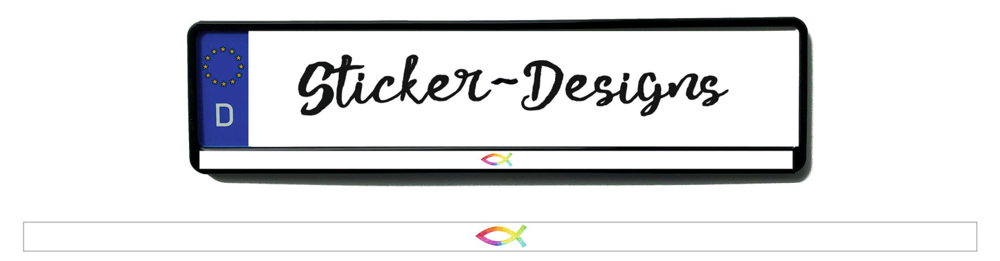 Autoaufkleber Kennzeichenstreifen - 1,5 x 50 cm - Hobby - Tuning - Religion - Glaube - christlicher Fisch - Ichthys - weiß