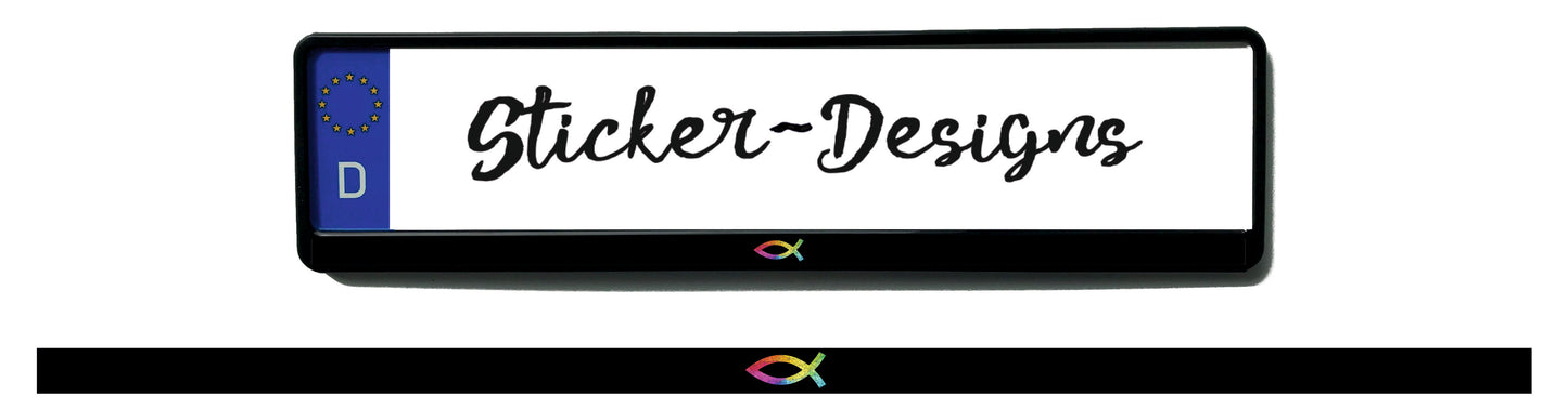 Autoaufkleber Kennzeichenstreifen - 1,5 x 50 cm - Hobby - Tuning - Religion - Glaube - christlicher Fisch - Ichthys - schwarz