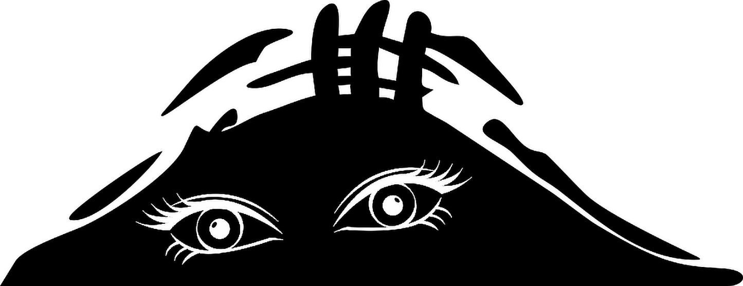Autoaufkleber - Funny - peeking monster -Augenaufschlag - weis - Wimpern