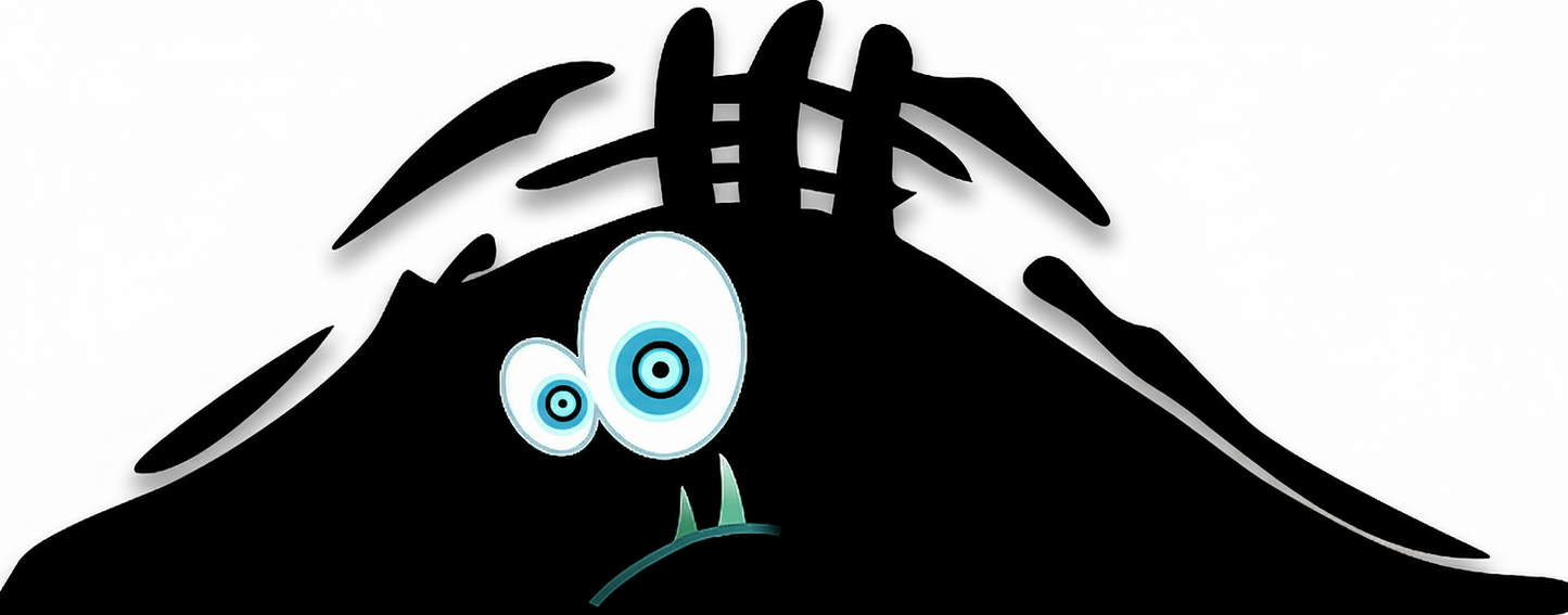 Peeking Monster Aufkleber - Irres Monster Mit Zähnen