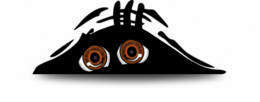Peeking Monster Aufkleber - Braune Augen