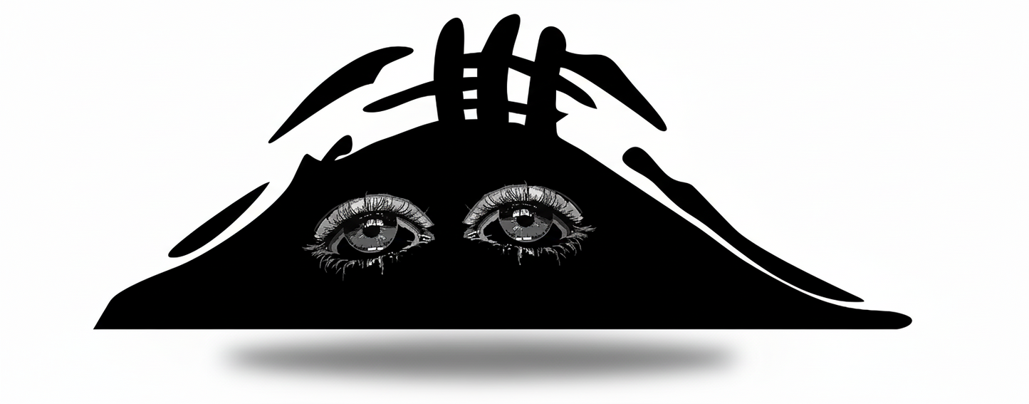 Peeking Monster Aufkleber - Traurige Schwarze Augen