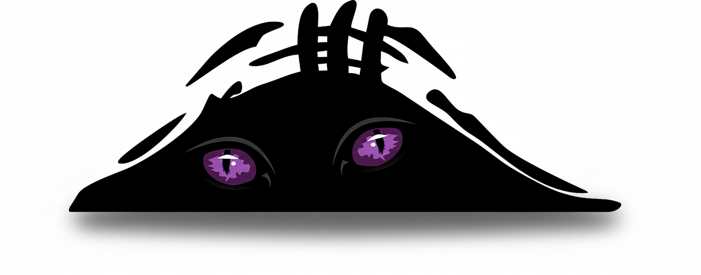 Peeking Monster Aufkleber - Lila Katzenaugen