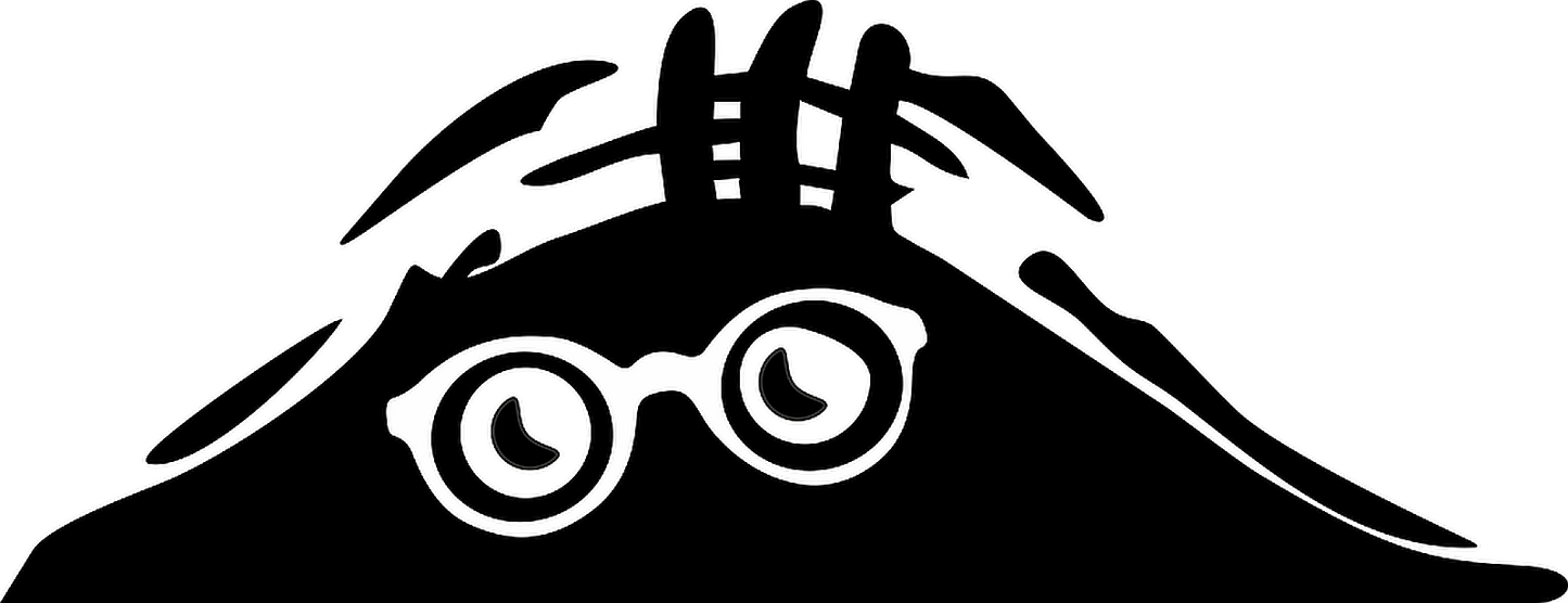 Autoaufkleber - Funny - peeking monster -Brille - weis