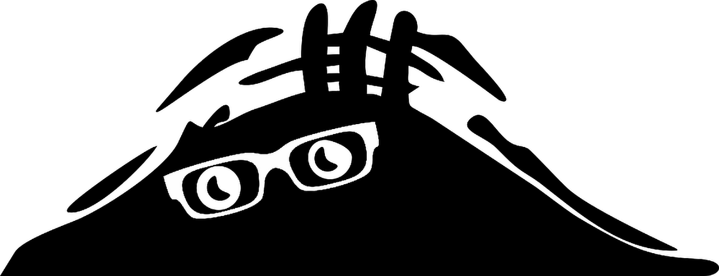 Autoaufkleber - Funny - peeking monster -Brille - weis - rechteck