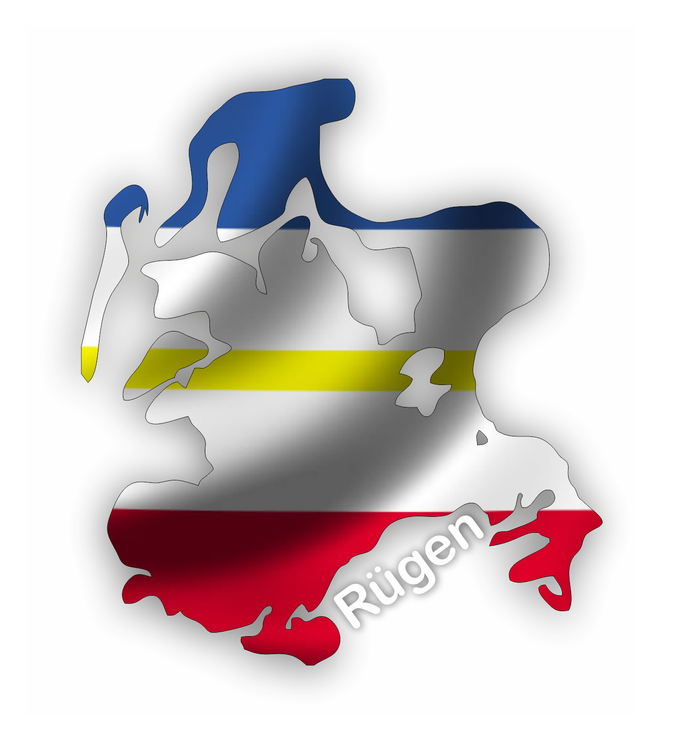 Rügen Aufkleber - Insel Umriss mit Wappen