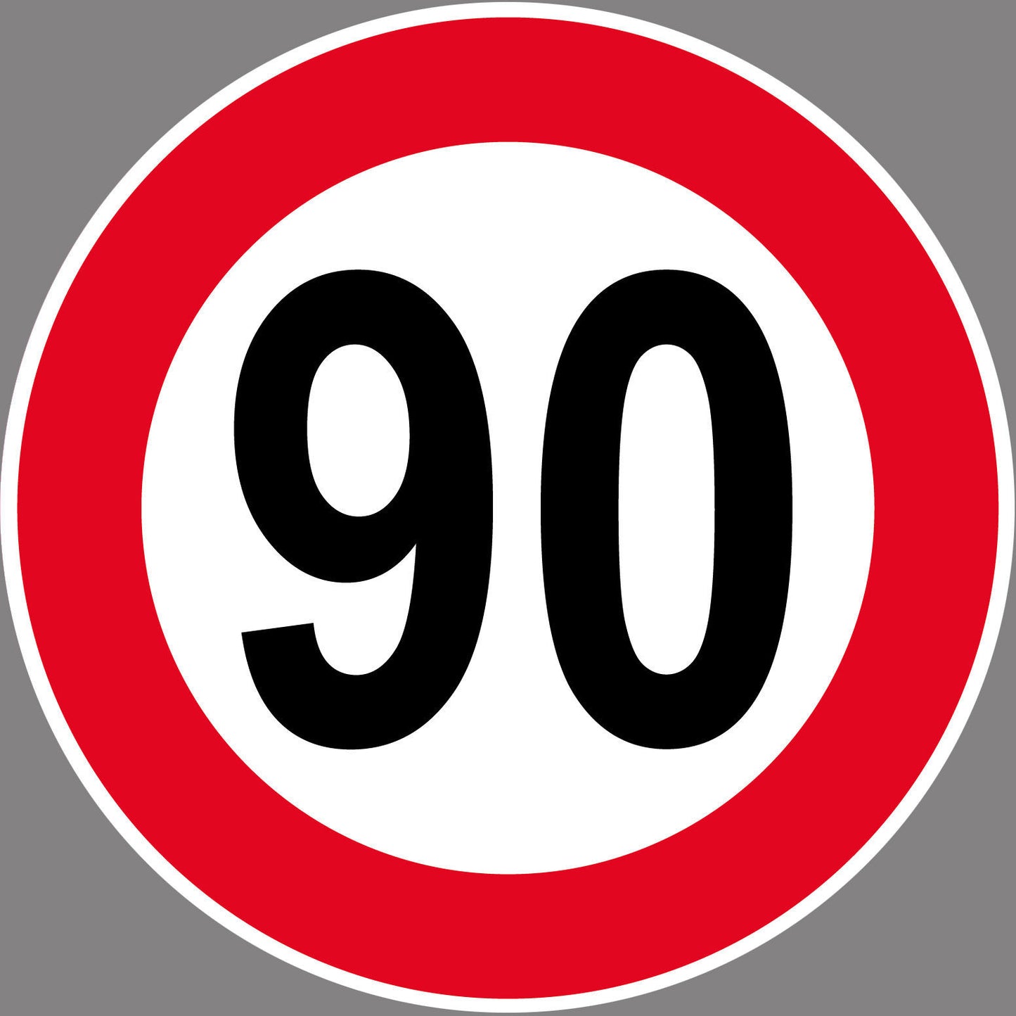 Autoaufkleber -90kmH Höchstgeschwindigkeit- Rot- Warnung - Hinweise - Regeln - Schilder