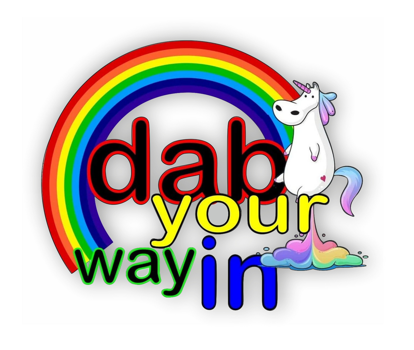 Autoaufkleber - Einhorn - Regenbogen - dab your way in - Märchen - Kinder - bunt - Phantasie - Fantasy