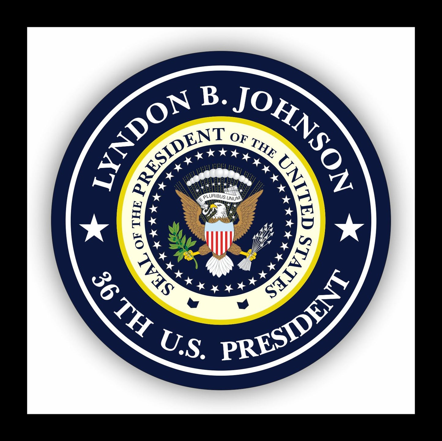 Autoaufkleber - Lyndon B. Johnson - 36th U.S. President - USA - Präsident - Seal
