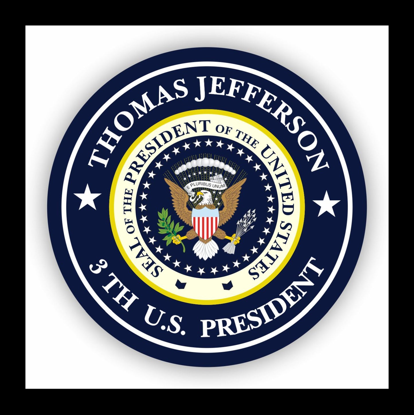 Autoaufkleber - Thomas Jefferson - 3th U.S. President - USA - Präsident - Seal